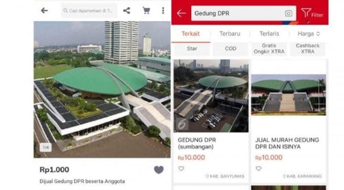 Iklan Jual Gedung DPR Muncul, Tokopedia Tindak Tegas Pelapak ‘Nakal’