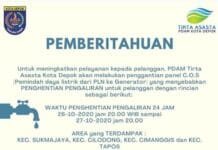 PDAM Depok Hentikan Sementara Aliran Air