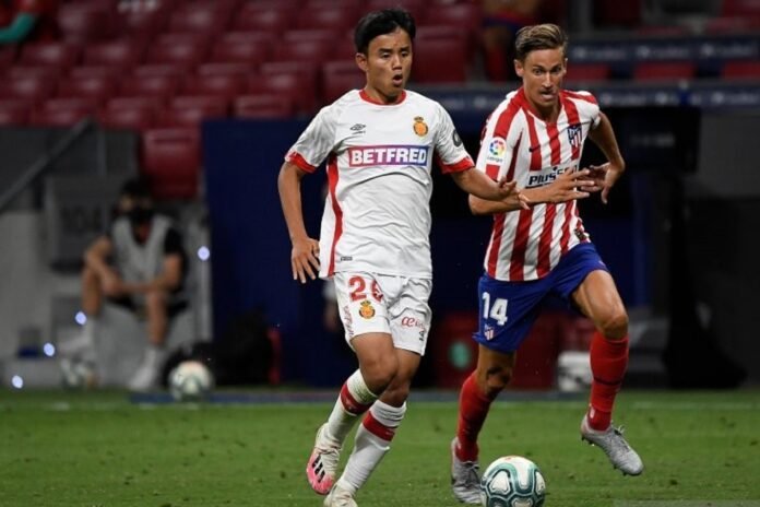 Pemain asal Jepang Takefusa Kubo saat memperkuat Real Mallorca di Wanda Metropolitan Stadium, Madrid, 3 Juli 2020. ANTARA | PIERRE-PHILIPPE MARCOU | AFP