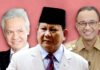 Prabowo Unggul Lawan Ganjar dan Anies