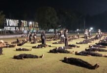 Silat PSHT Cabang Jayapura Pusat Madiun Gelar Latihan Gabungan di Yonif 751/VJS