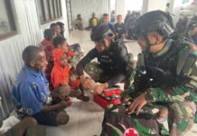 Lakukan Misi Kemanusiaan, Yonif 751/VJS Berikan Pelayanan Kesehatan untuk Masyarakat Agandugume Papua