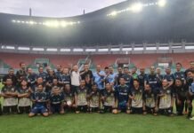 Trofeo U45 di Stadion Pakansari: Ajang Silaturahmi dan Kebersamaan Pejabat dan Warga Bogor Foto Chaerudin/ibenk. Harnas.id