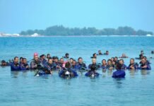 Korpolairud Gelar Transplantasi Terumbu Karang di Pulau Pramuka Peringati HUT Ke-74 Dalam rangka memperingati Hari Ulang Tahun (HUT) ke-74, Korps Kepolisian Perairan dan Udara (Korpolairud) menggelar aksi transplantasi terumbu karang di perairan Pulau Pramuka. (Foto : Dok. Humas Polri)