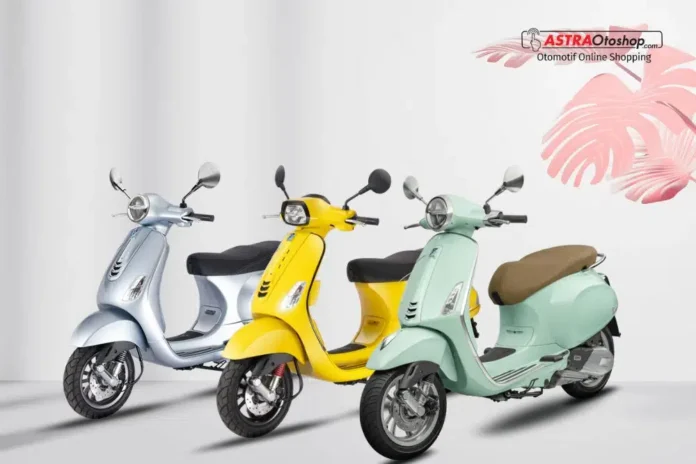 motor-vespa-matic-terbaru_20240710 Warna-warna baru Vespa Primavera dan Sprint dipamerkan dalam rangka ulang tahun Vespa ke-79 di Bintaro Xchange Mall 2, menghadirkan nuansa segar dan penuh gaya. Foto: Astra