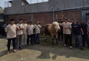 Semangat gotong royong dan kepedulian sosial tercermin dalam kebersamaan tim BK Corp di Idul Adha 2025. Foto: Harnas.id