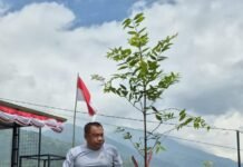 Rayakan Kemerdekaan RI, GCP Hijaukan Puncak Ajip dengan Ratusan Pohon Ketua Gerakan Cinta Prabowo H. Kurniawan menanam pohon di kawasan Puncak Ajip, Bogor, sebagai bentuk kepedulian lingkungan. Foto: Harnas.id