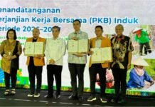PTPN III (Persero) dan FSPBUN Tandatangani PKB Induk 2026–2027, Wujudkan Hubungan Industrial Harmonis PT Perkebunan Nusantara III (Persero) bersama Federasi Serikat Pekerja Perkebunan Nusantara (FSPBUN) secara resmi menandatangani Perjanjian Kerja Bersama (PKB) Induk Periode 2026–2027. Foto: PTPN III