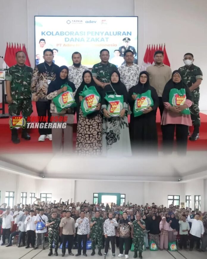 PT Adev Natural Indonesia bersama Kodim 0506/Tangerang dan Baitulmal Tazkia menyalurkan zakat Rp 1 miliar untuk ribuan warga prasejahtera. Foto: Istimewa