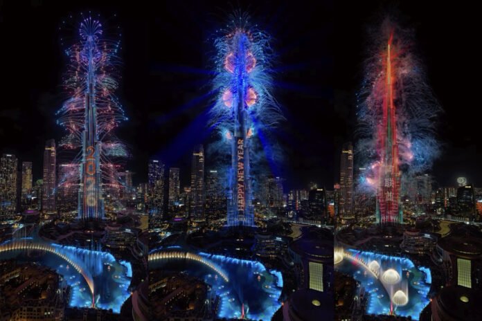 Tangkapan Layar Burj Khalifa Sambut 2026 dengan Spektakel Cahaya. Foto: Instagram Dubai.