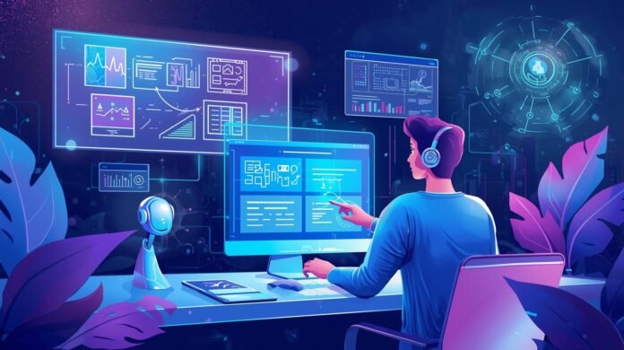 Ilustrasi penggunaan AI dalam proses desain multimedia. Image: Canva