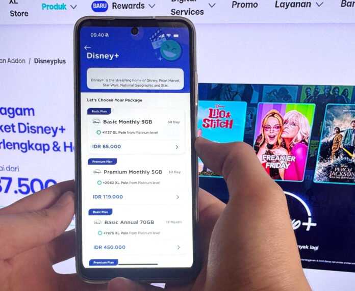 Layanan Disney+ yang dapat diakses melalui aplikasi myXL, AxisNet, dan perangkat SATU ON. Foto: XL.