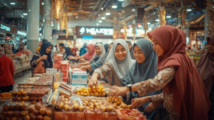 Ilustrasi masyarakat berburu takjil dan kebutuhan Ramadan di pusat perbelanjaan. Foto: Canva AI Ilustrasi masyarakat berburu takjil dan kebutuhan Ramadan di pusat perbelanjaan. Foto: Canva AI