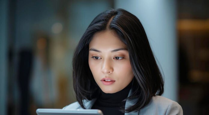 Global Fraud Index 2025: Indonesia Nomor Dua Dunia Paling Rentan Penipuan Digital Ilustrasi seorang perempuan menggunakan aplikasi digital melalui tablet pintar. Image: Ilustrasi Canva