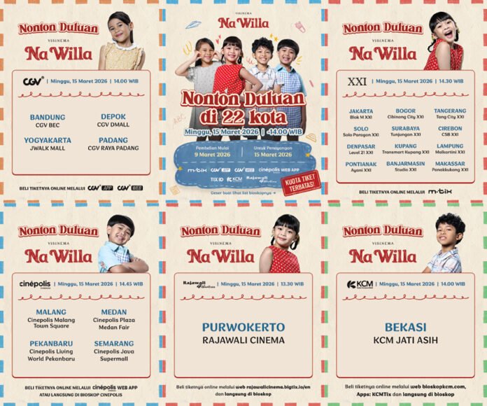 Film Na Willa yang mengumumkan program “Nonton Duluan” di 22 kota di Indonesia menjelang penayangan Lebaran 2026. Foto: Dok. Visinema Studios