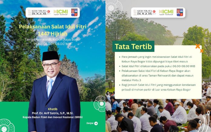 Foto: Tangkapan Layar Unggahan resmi IG Kebun Raya Bogor soal pelaksanaan Salat Id.