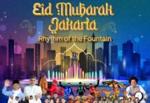 Bundaran HI Disulap Jadi Panggung Cahaya, “Rhythm of Fountain” Hidupkan Malam Jakarta Jelang Lebaran Pertunjukan cahaya dan air dalam acara Eid Mubarak Jakarta di Bundaran HI. Foto: IG Disparekraf DKI Jakarta