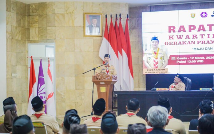 Wali Kota Bogor Dedie A. Rachim membuka Rapat Kerja Cabang Gerakan Pramuka Kota Bogor Tahun 2026 di Paseban Sri Baduga, Balai Kota Bogor. Foto: Pemkot Bogor Wali Kota Bogor Dedie A. Rachim membuka Rapat Kerja Cabang Gerakan Pramuka Kota Bogor Tahun 2026 di Paseban Sri Baduga, Balai Kota Bogor