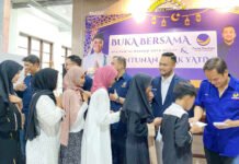 Buka Puasa dan Santunan Yatim, NasDem Bogor Rapatkan Barisan di Bulan Ramadan Kader dan pengurus Partai NasDem Kota Bogor mengikuti kegiatan buka puasa bersama yang dirangkaikan dengan santunan anak yatim di Kota Bogor. Foto: Harnas.id