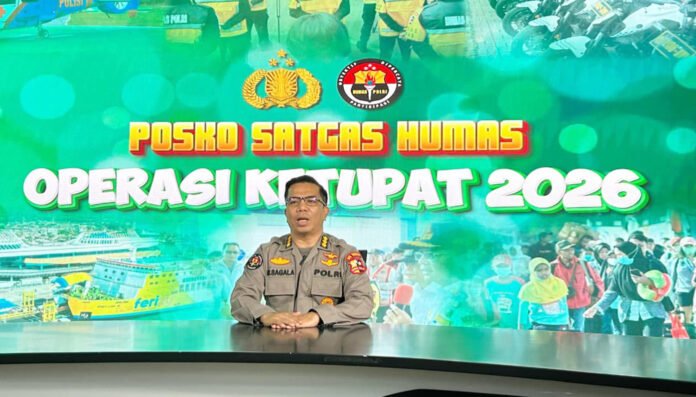 Kombes Pol Marupa Sagala menyampaikan paparan terkait prediksi arus balik Lebaran 2026. Foto: Polri