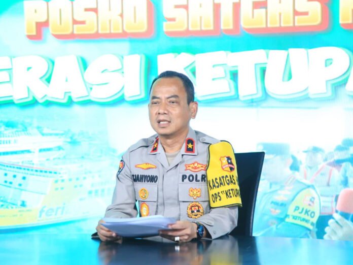 Kasatgas Humas Operasi Ketupat 2026 Brigjen Pol Tjahyono Saputro memberikan paparan terkait hasil pengamanan arus mudik dan balik. Foto: Polri