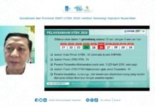 ITS Buka Jalur SNBT 2026, Kuota Naik dan Lokasi UTBK Kini Berbasis Kota Sekretaris Panitia SNPMB 2026 Bekti Cahyo Hidayanto SSi MKom memaparkan secara daring aturan pelaksanaan UTBK 2026 dalam Sosialisasi SNBT-UTBK ITS 2026. Foto: Humas ITS