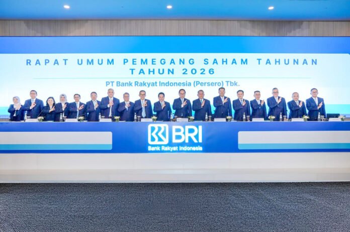 jajaran pemegang saham dalam Rapat Umum Pemegang Saham Tahunan (RUPST) BRI 2026 di Jakarta. Foto: Humas BRI