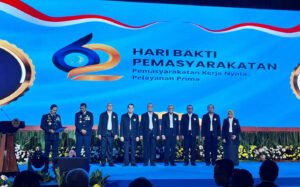 Jajaran pejabat dan tamu undangan menghadiri peringatan Hari Bakti Pemasyarakatan ke-62 di Tangerang. Foto: Harnas.id