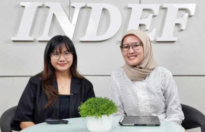 Diskusi INDEF dengan narasumber Annisa Utami Kusumanegara saat membahas tantangan pencapaian SDGs 2030 di Indonesia. Foto: Indef
