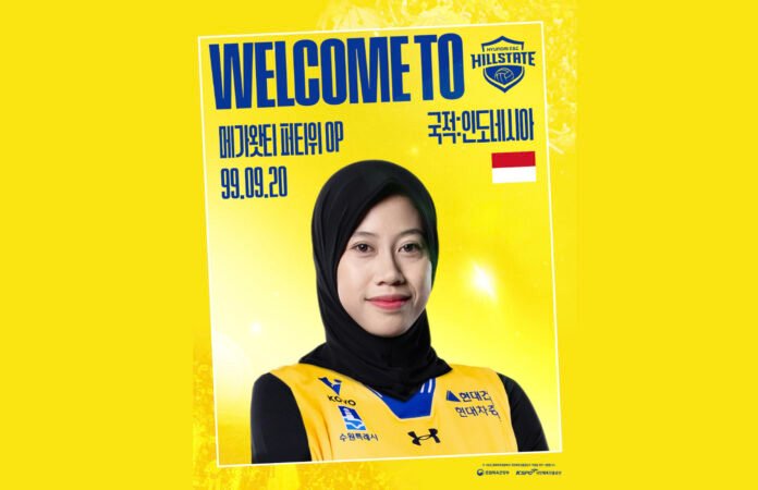 Pevoli Indonesia Megawati Hangestri Pertiwi resmi bergabung dengan klub Liga Voli Korea Selatan, Hillstate. Foto; IG 현대건설배구단