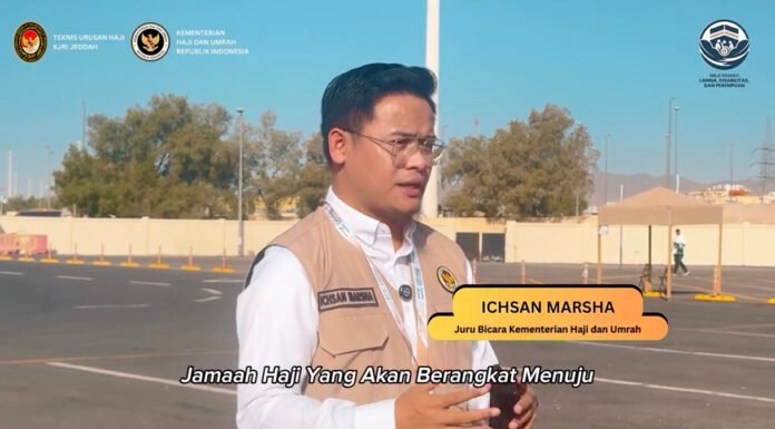 Tangkapan layar video keterangan Kantor Urusan Haji terkait pemberangkatan jamaah haji gelombang pertama ke Makkah. Dok. IG @kantorurusanhaji