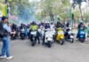 Semarak HUT ke-27 Depok, Wali Kota Riding Bareng Ratusan Komunitas Motor Wali Kota Depok Supian Suri bersama Kapolres Metro Depok dan Dandim 0508/Depok memimpin riding komunitas motor dalam rangka HUT ke-27 Kota Depok, Jumat (1/5/2026). Foto: Harnas.id
