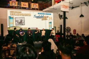 Konferensi Pers Pesta Bebas Berselancar 2026 mengumumkan lineup dan konsep festival musik yang akan digelar di Gelora Pakansari. Foto: Harnas.id