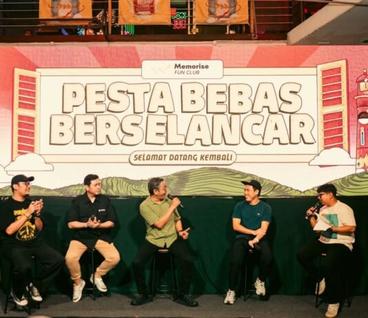 PBB 2026 Buka Ruang Pulang, Seringai hingga Hindia Siap Guncang Pakansari Suasana Konferensi Pers Pesta Bebas Berselancar 2026 di Bogor jelang pelaksanaan festival musik pada Juni 2026. Foto: Harnas.id