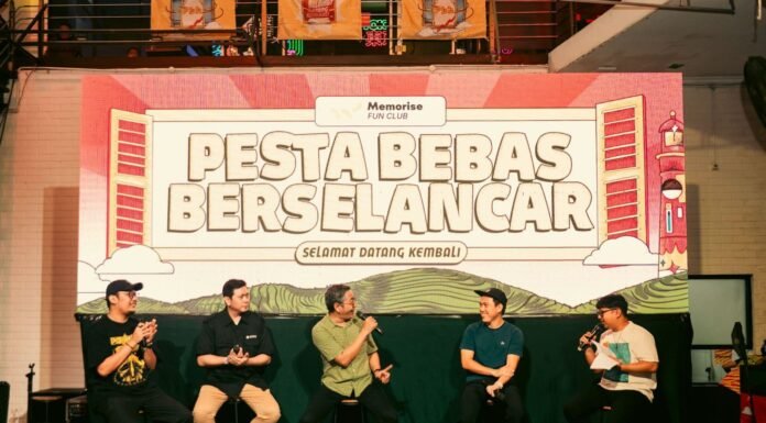 PBB 2026 Buka Ruang Pulang, Seringai hingga Hindia Siap Guncang Pakansari Suasana Konferensi Pers Pesta Bebas Berselancar 2026 di Bogor jelang pelaksanaan festival musik pada Juni 2026. Foto: Harnas.id