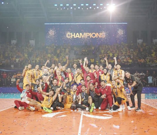 Jakarta Bhayangkara Presisi Pecah Dominasi Asia, Gelar AVC 2026 Pulang ke Indonesia Pemain Jakarta Bhayangkara Presisi saat bertanding di final AVC Men’s Club Championship 2026 di Pontianak. Foto: Harnas.id