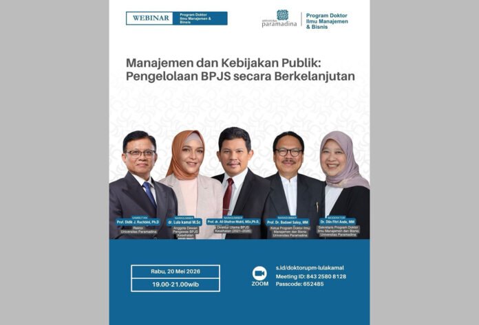 Webinar Universitas Paramadina membahas pengelolaan dan tantangan keberlanjutan BPJS Kesehatan. Foto: Paramadina