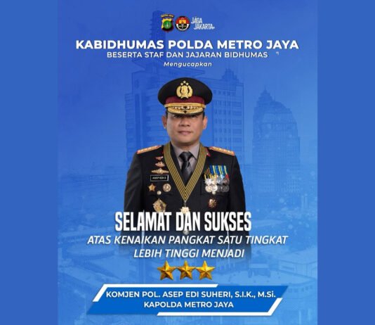 Kapolda Metro Jaya Naik Pangkat Jadi Komjen, Kursi Polda Kini Dijaga Jenderal Bintang Tiga Kapolda Metro Jaya Irjen Asep Edi Suheri mendapatkan kenaikan pangkat satu tingkat lebih tinggi menjadi komisaris jenderal (komjen) atau jenderal bintang tiga. Foto: IG @poldametrojaya