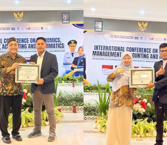 Mahasiswa IBI Kesatuan Bogor Unjuk Kualitas di Forum Internasional, Sabet Best Paper dan Best Presenter di ICEMAI 2026 Delegasi mahasiswa IBI Kesatuan Bogor menerima penghargaan pada ajang International Conference on Economics, Management, Accounting, and Innovation (ICEMAI) 2026 di Lumajang. Foto: Harnas.id