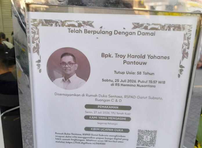 Suasana rumah duka Juru Bicara Otorita IKN Troy Harold Yohanes Pantouw usai kabar wafatnya almarhum pada Sabtu (25/7/2026). Foto: Istimewa Suasana rumah duka Juru Bicara Otorita IKN Troy Harold Yohanes Pantouw usai kabar wafatnya almarhum pada Sabtu (25/7/2026). Foto: Istimewa