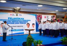 JK Ingatkan PMI Jateng Tak Boleh Lambat, Banjir hingga Kekeringan Sudah Menunggu Ketua Umum PMI Jusuf Kalla melantik Haryanto sebagai Ketua PMI Provinsi Jawa Tengah periode 2026-2031 di Semarang. (Dok. PMI)