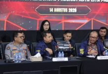 Bareskrim Bongkar Jaringan Judi Online Internasional, Transaksi Tembus Rp890 Miliar Bareskrim Polri mengungkap jaringan judi online internasional yang terhubung dengan Kamboja dalam konferensi pers di Jakarta, Jumat (14/8/2026). Foto: Harnas.id