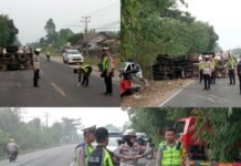 Travel Lahat-Palembang Tabrak Truk Tangki di Prabumulih, Tiga Penumpang Tewas Petugas menangani kecelakaan mobil travel dan truk tangki di Jalan Jenderal Sudirman, Kota Prabumulih. Foto: Harnas.id