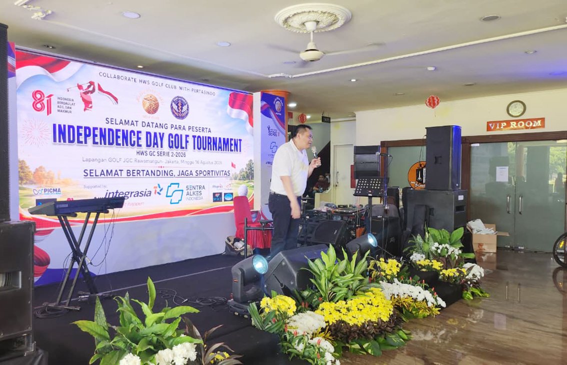 Ketua Umum HWS Golf Club Brigjen TNI Dr. dr. Markus Wibowo dalam kegiatan HWS Golf Series 2. Foto: Utami Setio/Harnas.id