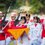 Paskibraka Kota Bogor menjalankan prosesi penaikan bendera Merah Putih pada upacara HUT ke-81 RI di Lapangan Sempur. Foto: Pemkot Bogor