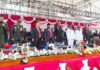 HUT ke-81 RI di Yahukimo Berlangsung Khidmat, Pengamanan Operasi Damai Cartenz Tanpa Gangguan Upacara HUT ke-81 RI di Halaman Kantor Bupati Yahukimo Berlangsung Khidmat. Foto: Satgas Cartenz