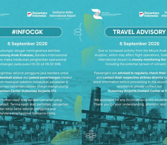 Bandara Soetta Ditutup hingga 09.30 WIB, Imbas Abu Vulkanik Erupsi Anak Krakatau Bandara Soetta Ditutup hingga 09.30 WIB Imbas Abu Vulkanik Anak Krakatau. Foto: IG Soeta