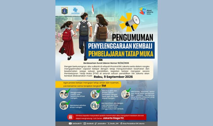Informasi Disdik DKI Jakarta tentang Kembali Normalnya Kegiatan Belajar Mengajar. Foto; Disdik DKI
