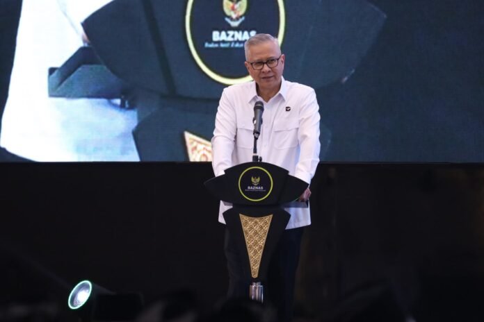 Managing Director Danantara Rohan Hafas menyoroti pentingnya kepercayaan publik, penguatan strategi digital, dan kolaborasi untuk mengoptimalkan penghimpunan zakat dalam Rakornas BAZNAS 2026 di Jakarta. Foto: Harnas.id